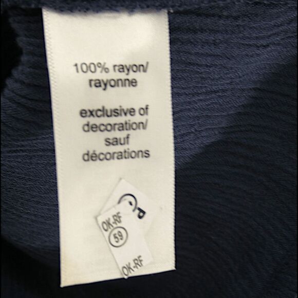 NWT  Maurices Navy Lace Peasant Blouse Size M Button Front Boho Long Sleeve Top - Picture 6 of 7